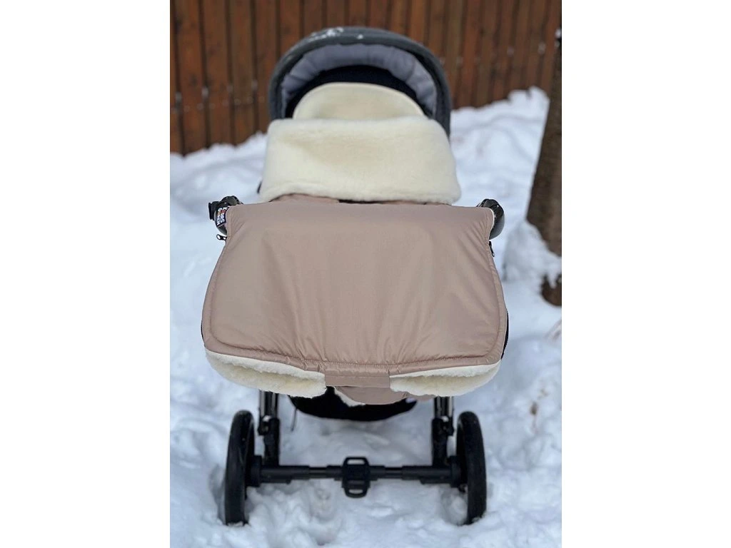 Merino rukávník na kočárek béžový z ovčí vlny Kaarsgaren